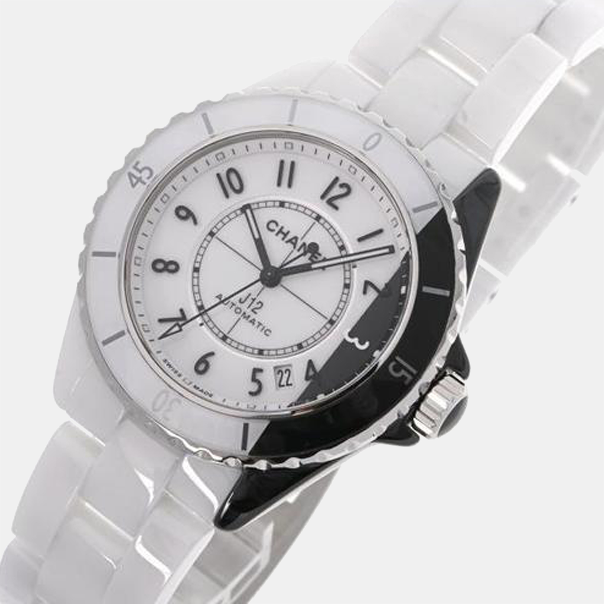 

Chanel White Stainless Steel And Ceramic J12 H6515 Automatic Men's Wristwatch 38 mm