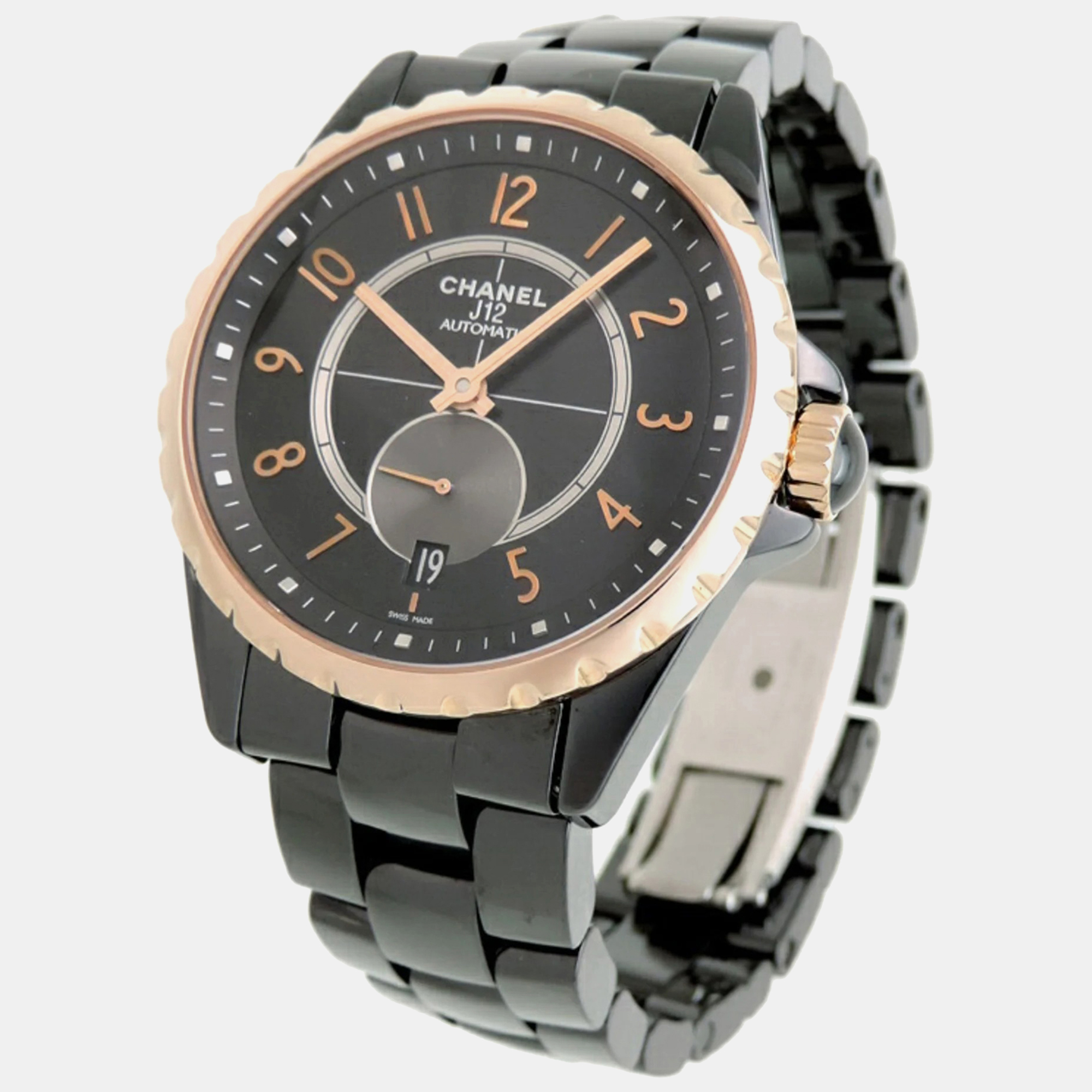 Pre-owned Chanel Black Ceramic J12 H3838 Automatic Men's Wristwatch 37mm