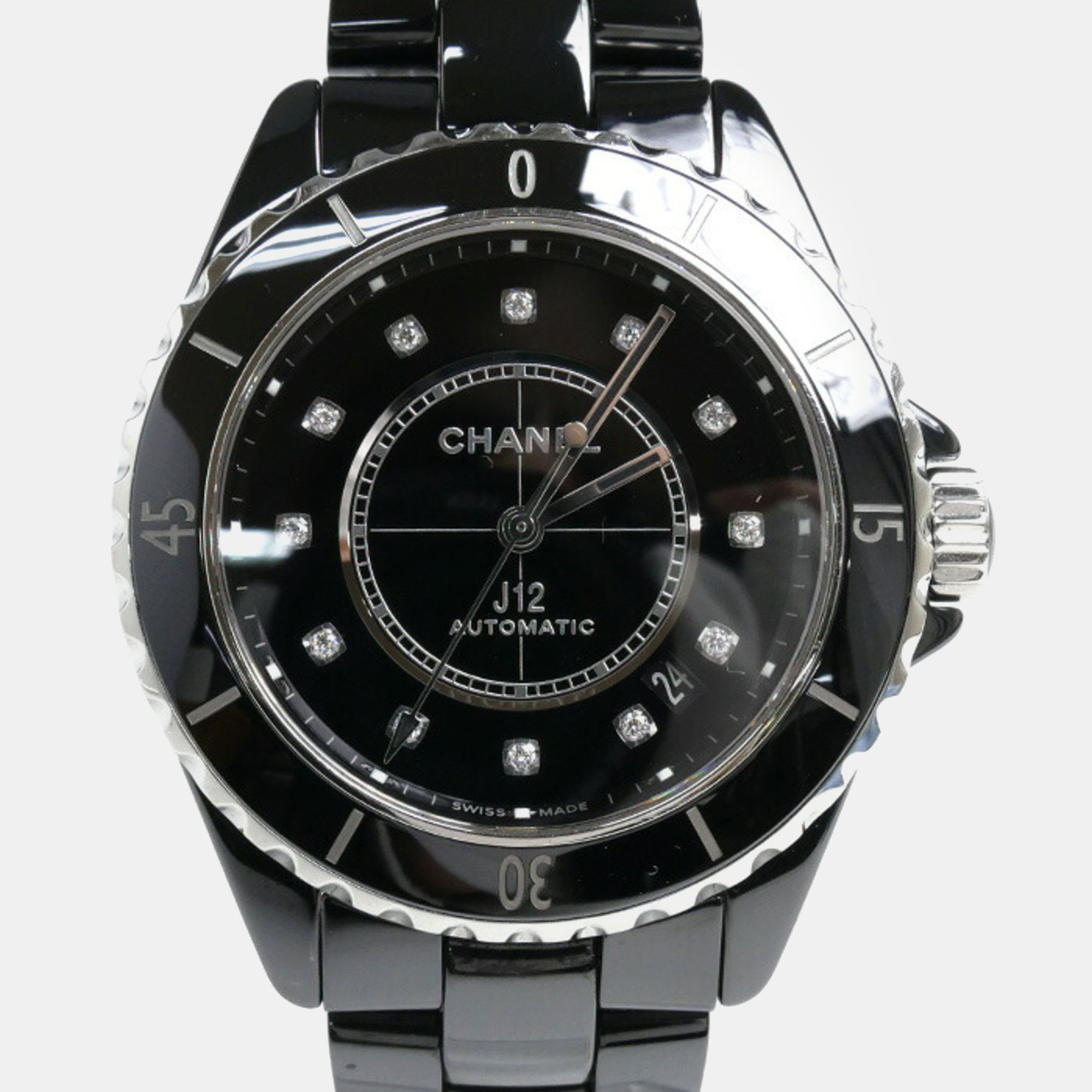 

Chanel Black Ceramic Stainless Steel J12 H5702 Automatic Men's Wristwatch 38 mm