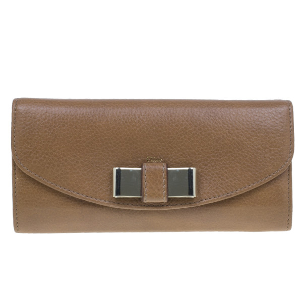 مملوكة مسبقًا Chloe Nut Leather Lily Continental Wallet