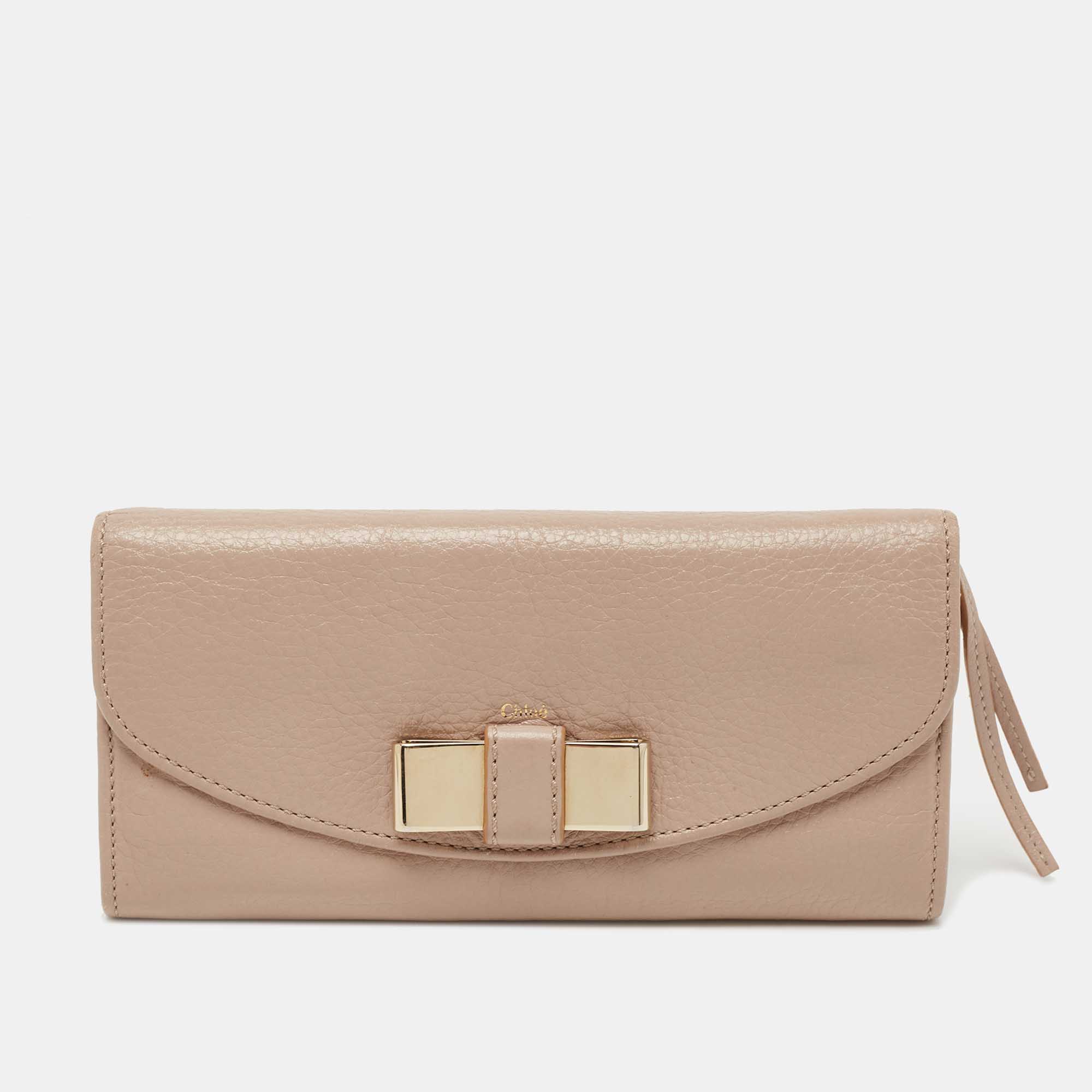 Pre-owned Chloé Beige Leather Lily Continental Wallet