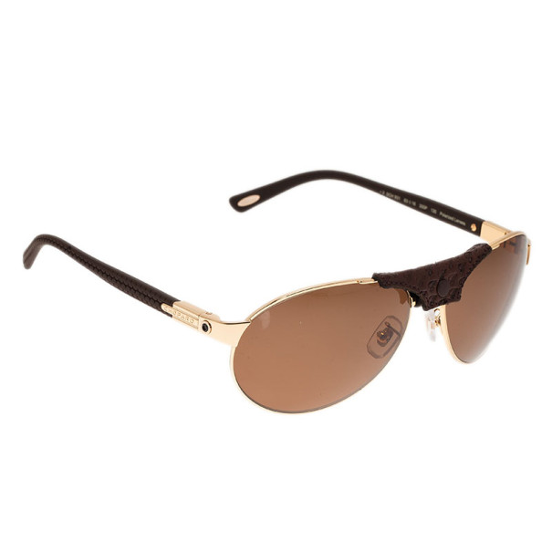 Chopard Gold and Brown SCH931 Polarized Aviators