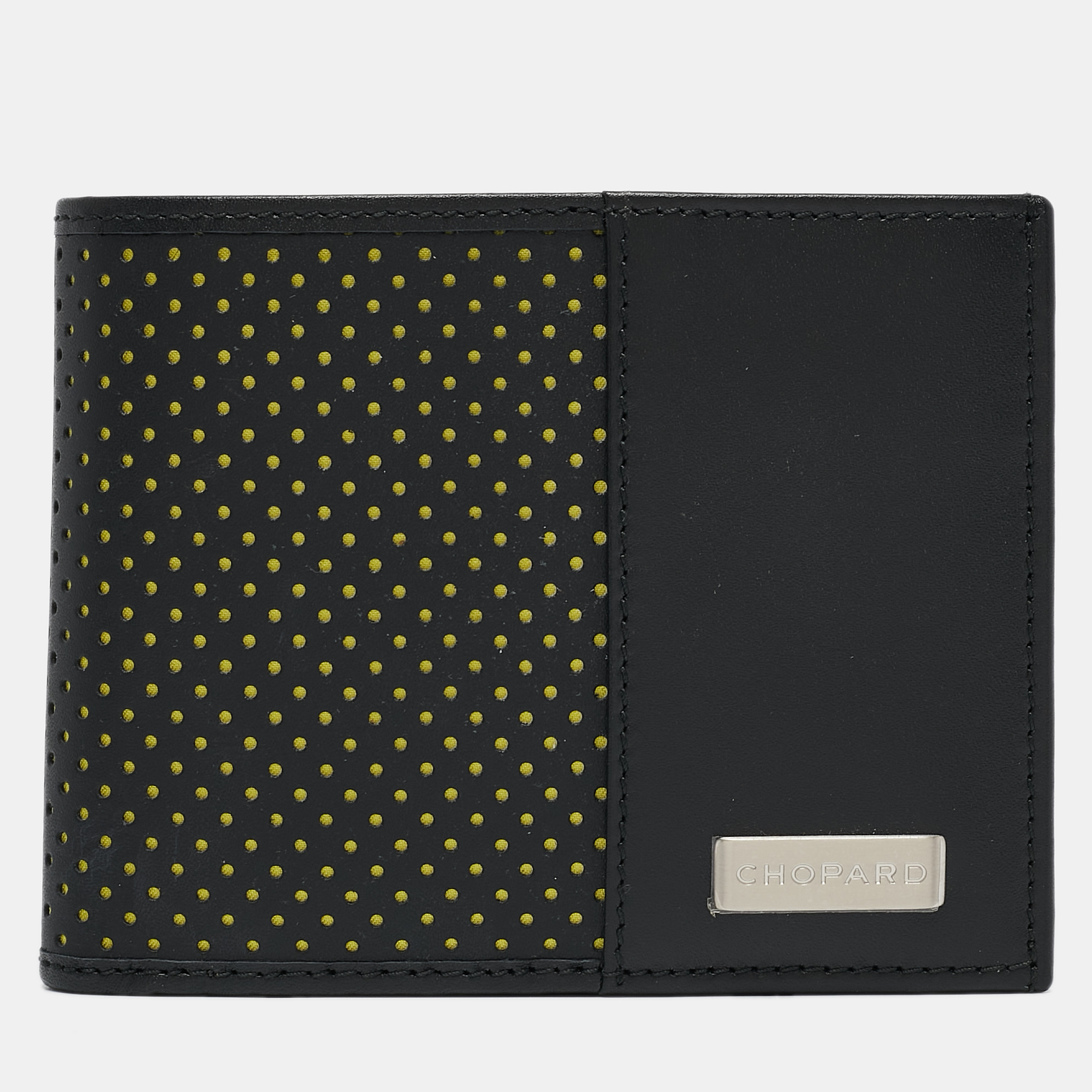 

Chopard Black/Yellow Perforated Leather Bifold Wallet