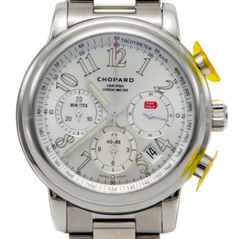 

Chopard White Stainless Steel Mille Miglia Chronograph Open Back Case Automatic Men'S Watch