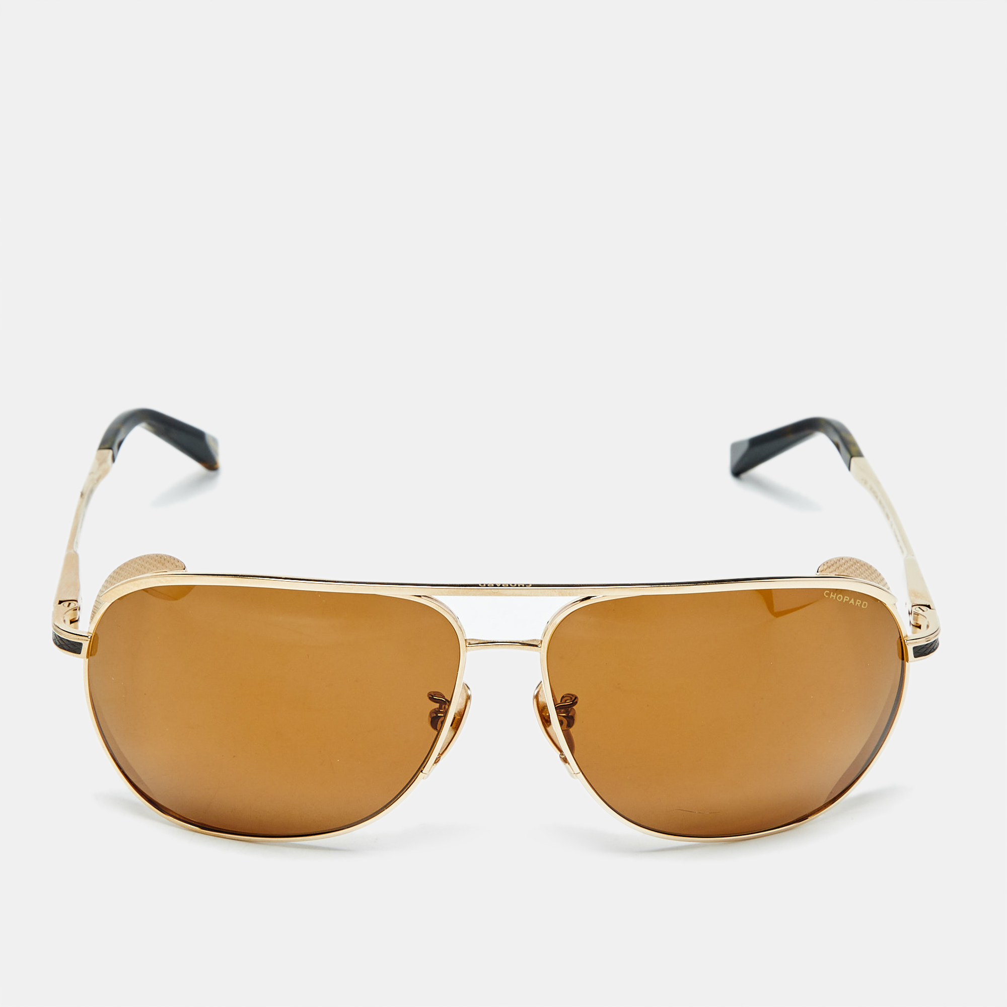 Pre-owned Chopard Brown/gold Tone Sch C34 Aviator Sunglasses