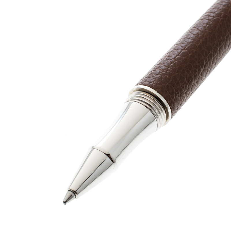 

Chopard Brown Leather Palladium Plated Classico Rollerball Pen II