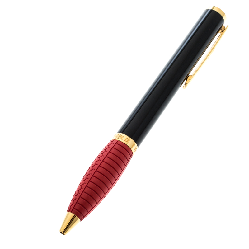 Pre Owned Chopard Black Resin Gold Plated Metal Red Rubber Rollerball Pen