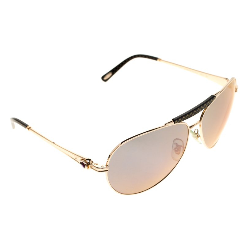 Chopard Gold/Black Purple Mirror SCH870S Aviator Sunglasses