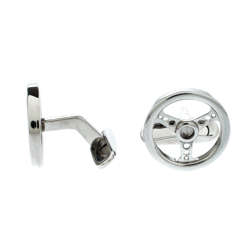 

Chopard Stainless Steel Racing Steering Wheel Cufflinks, Silver