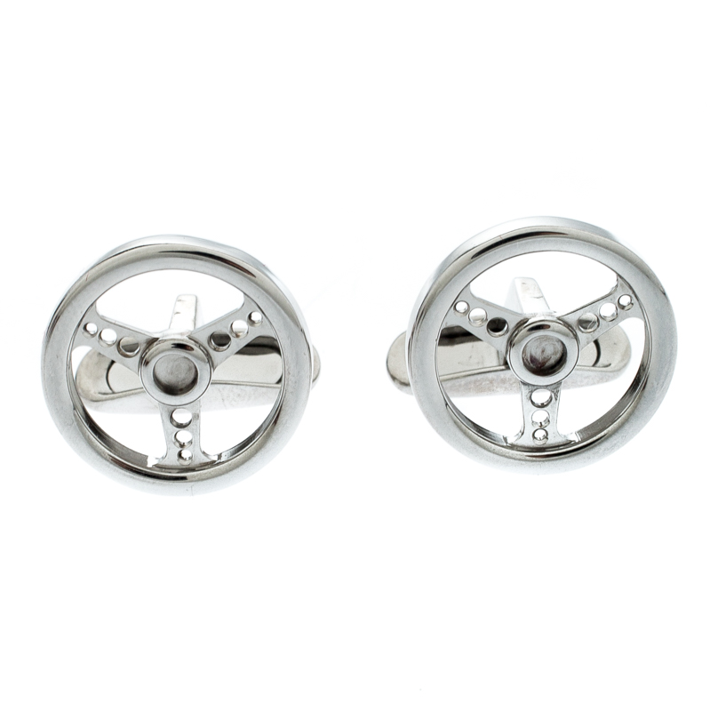 Pre Owned Chopard Stainless Steel Racing Steering Wheel Cufflinks