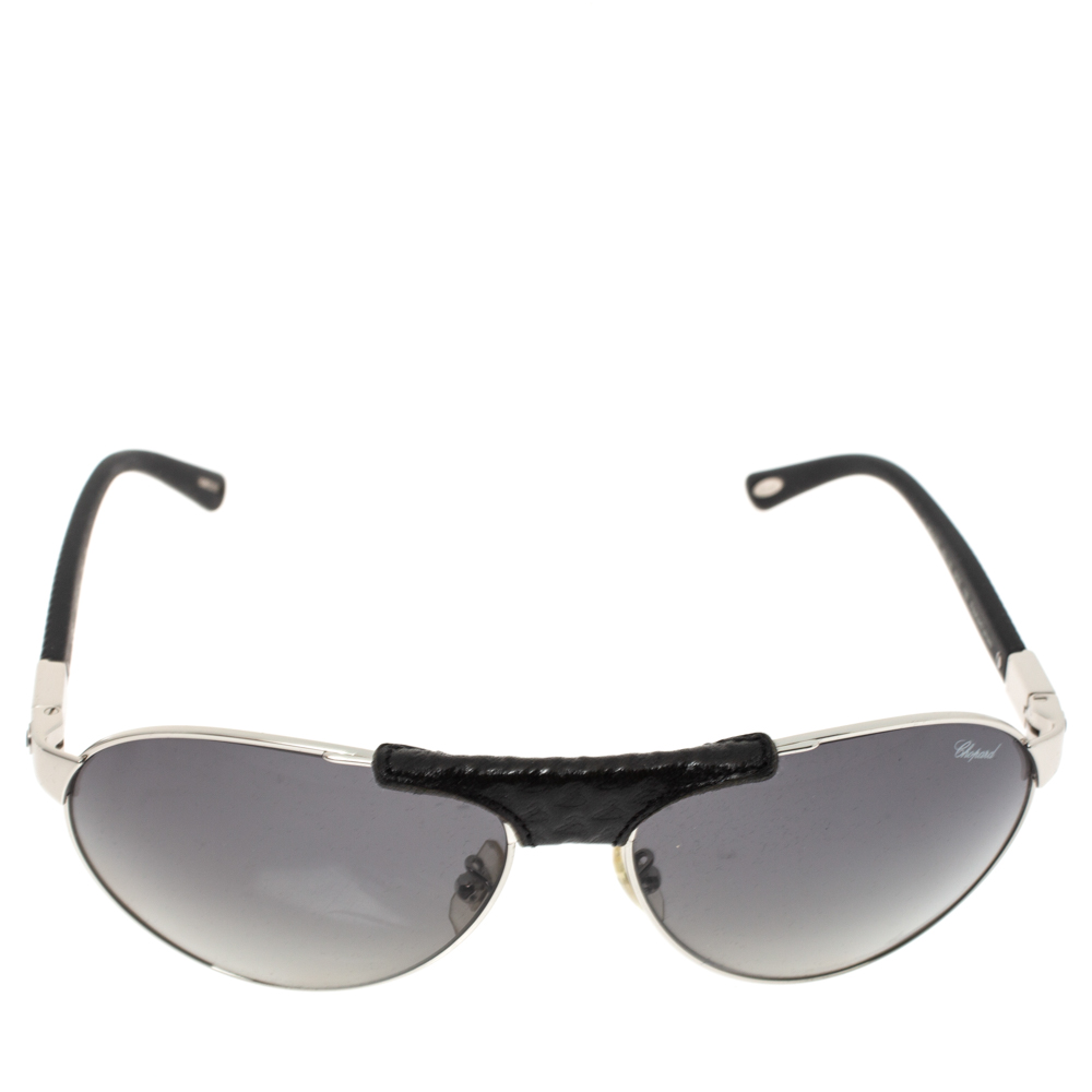 

Chopard Black & Silver/ Grey Polarized SCH 931 Aviator Sunglasses