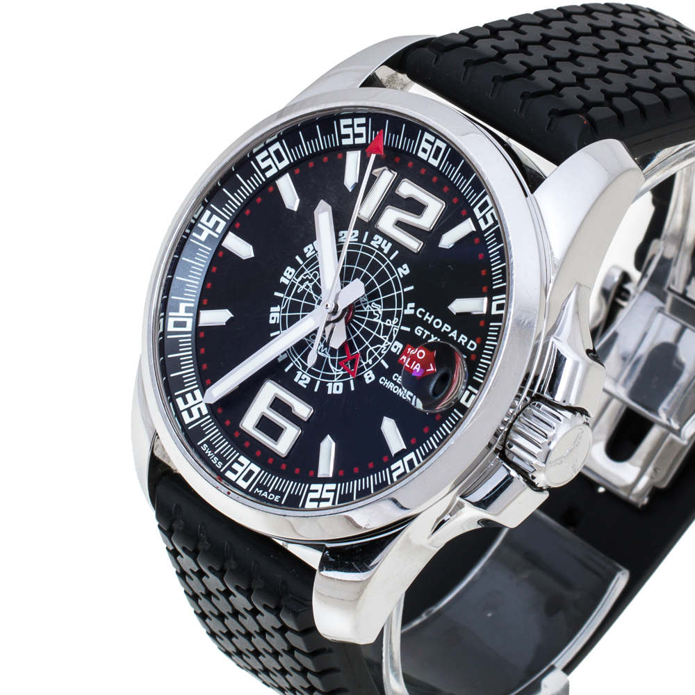 

Chopard Black Stainless Steel Rubber MIlle Miglia GT  16-8514-3001 Men's Wristwatch 44 mm