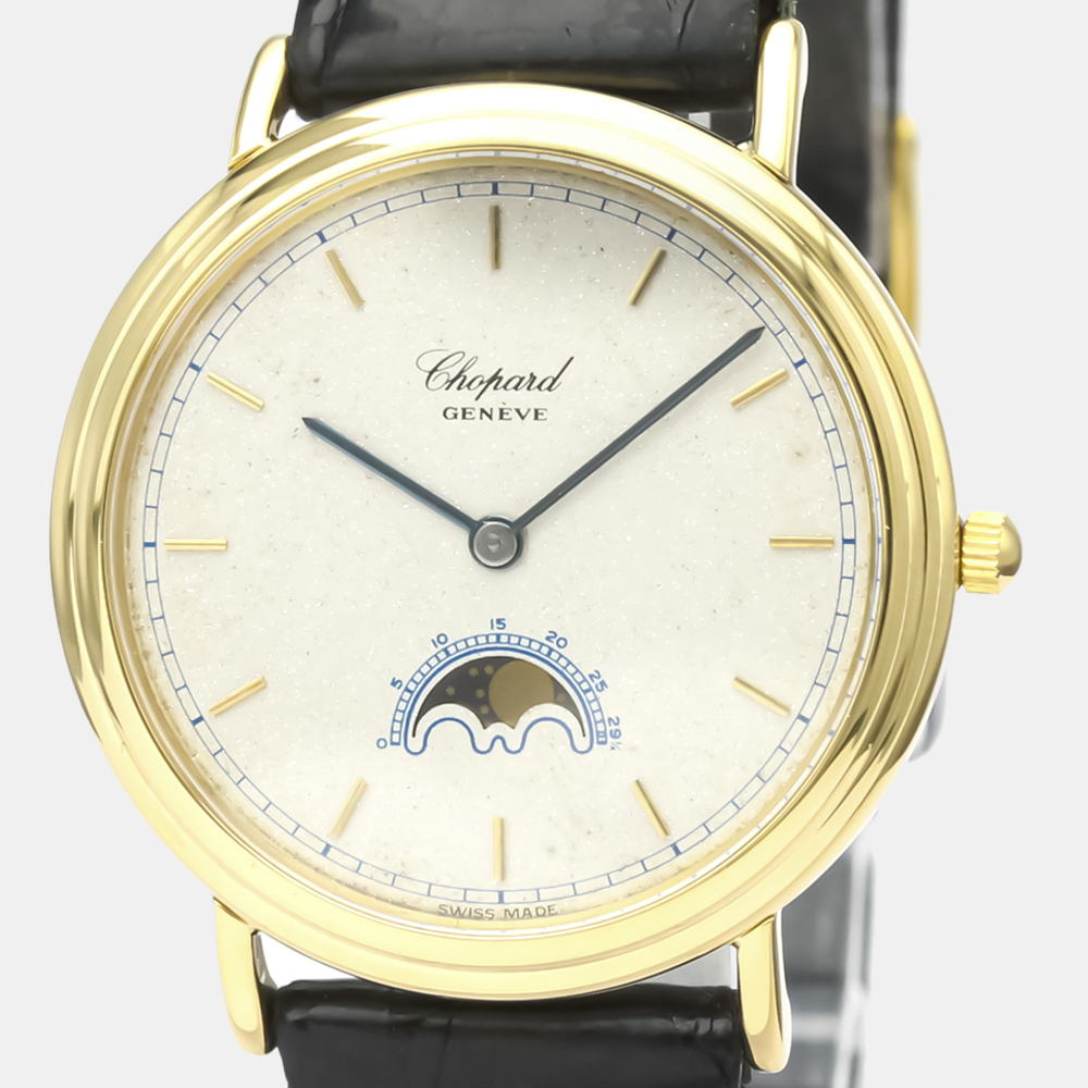 

Chopard Silver 18K Yellow Gold Luna D'Oro Quartz 1086 4 Men's Wristwatch 32 mm