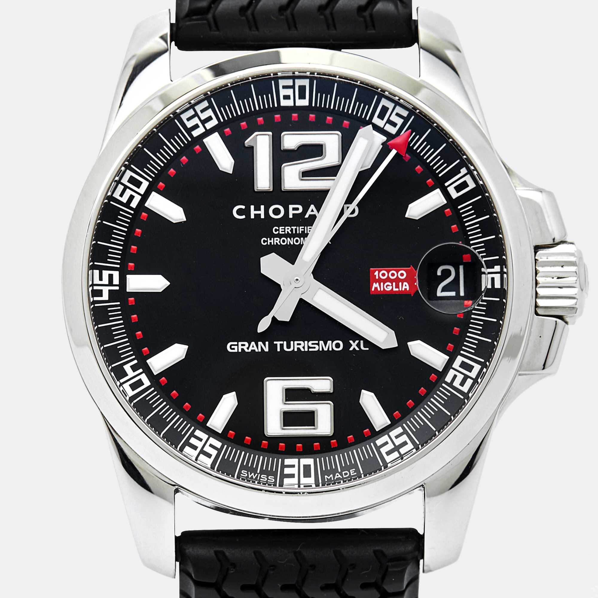 

Chopard Black Stainless Steel Rubber Mille Miglia Gran Turismo  168997-3005 Men's Wristwatch 44 mm
