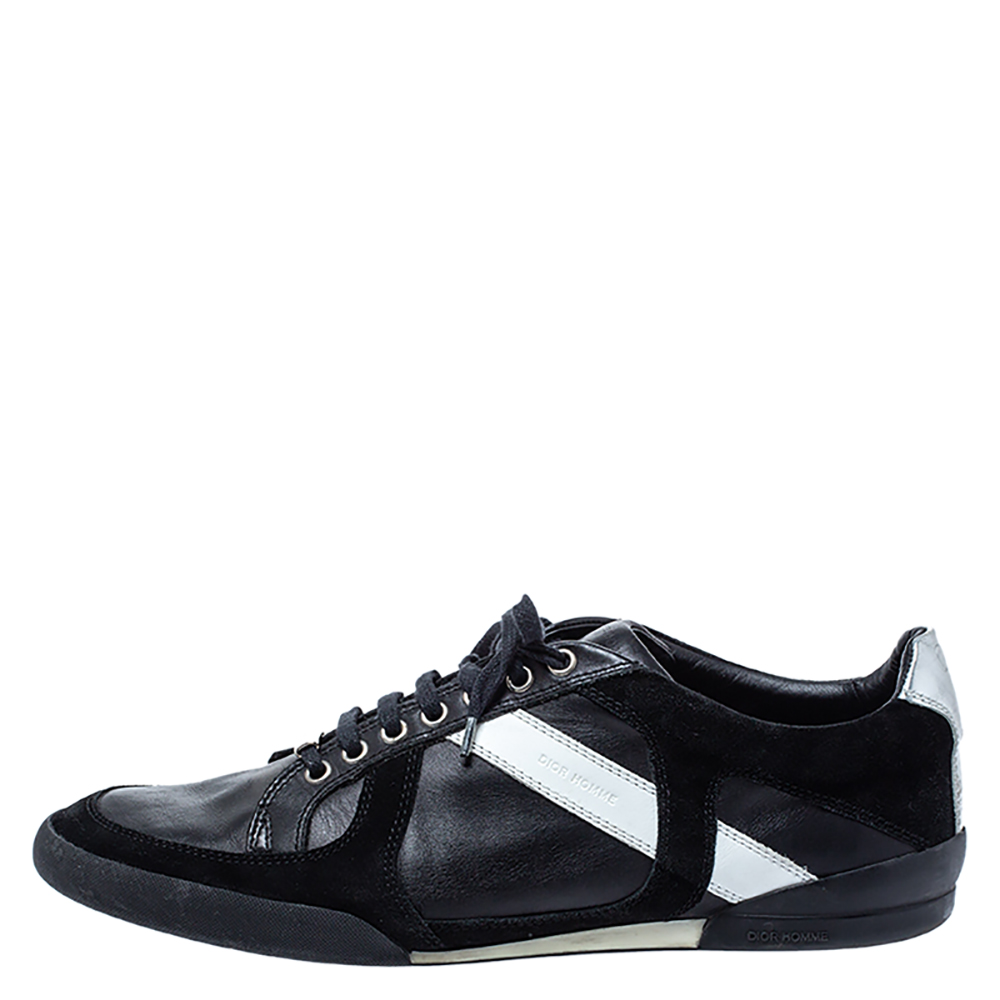 

Dior Homme Black/White Leather and Suede Lace Low Top Sneakers Size