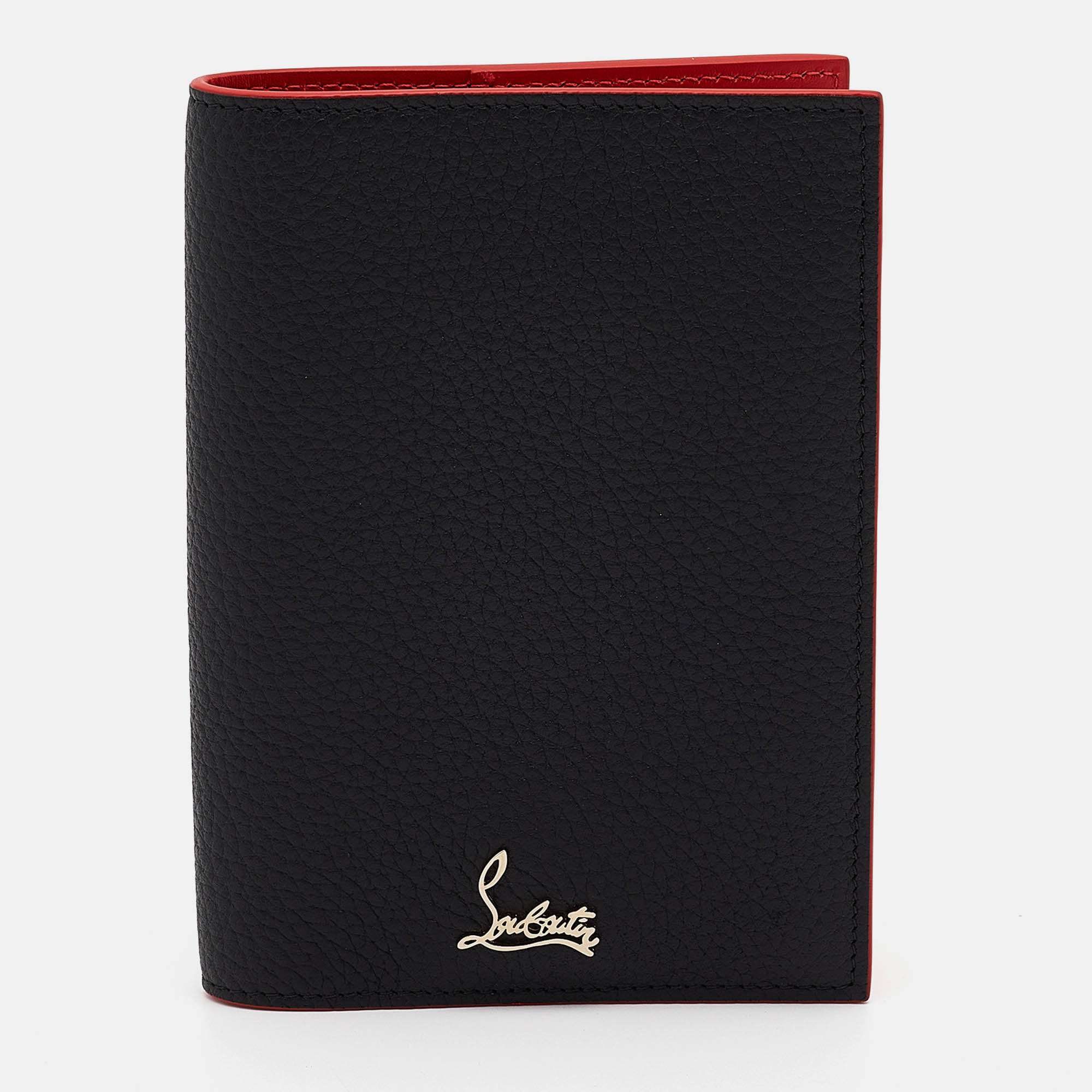 Pre Owned Christian Louboutin Black Leather Logo Passport Holder