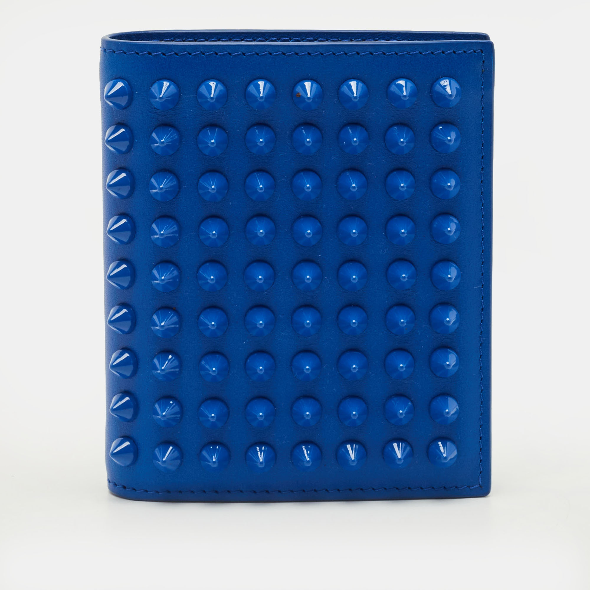 

Christian Louboutin Paros Spikes Blue Leather Bifold Wallet