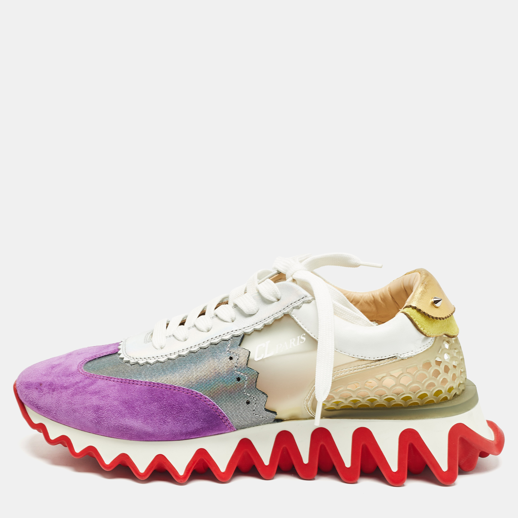 

Christian Louboutin Multicolor Leather and PVC Loubishark Sneakers Size, Purple