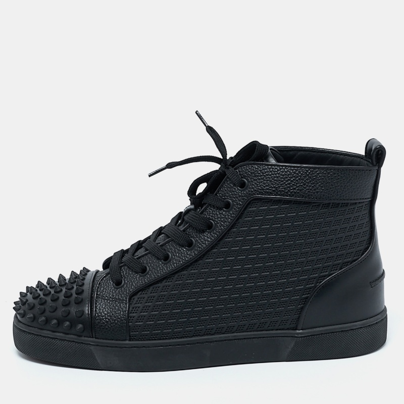 

Christian Louboutin Black Leather Lou Spikes High Top Sneakers Size