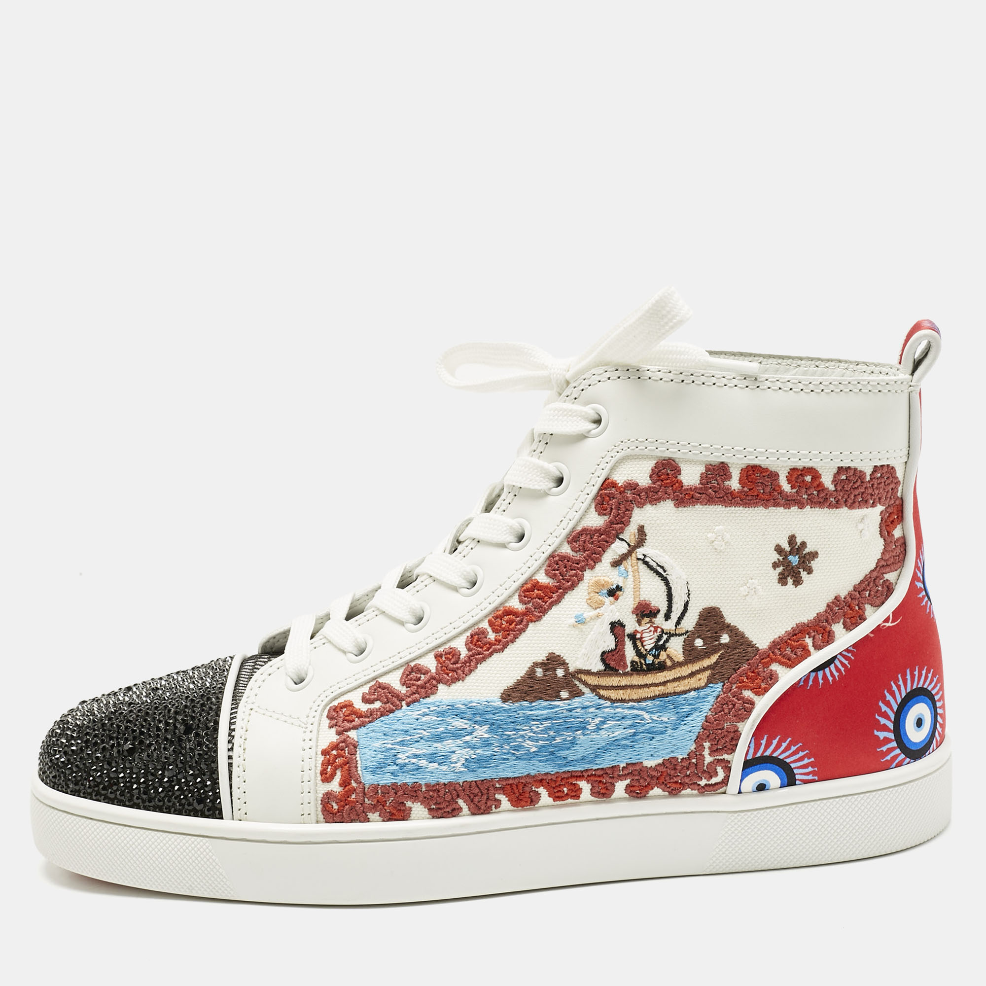 Pre-owned Christian Louboutin Multicolor Canvas And Leather No Limit Greek Sneakers Size 41