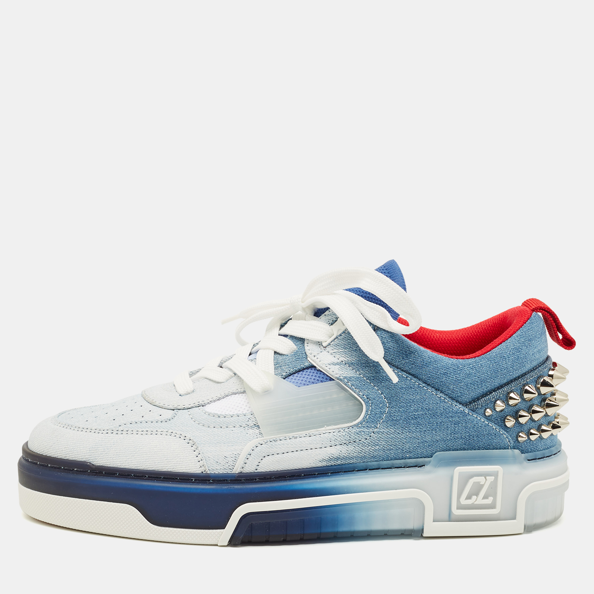 Christian Louboutin Blue/White Denim Astroloubi Sneakers Size 41.5