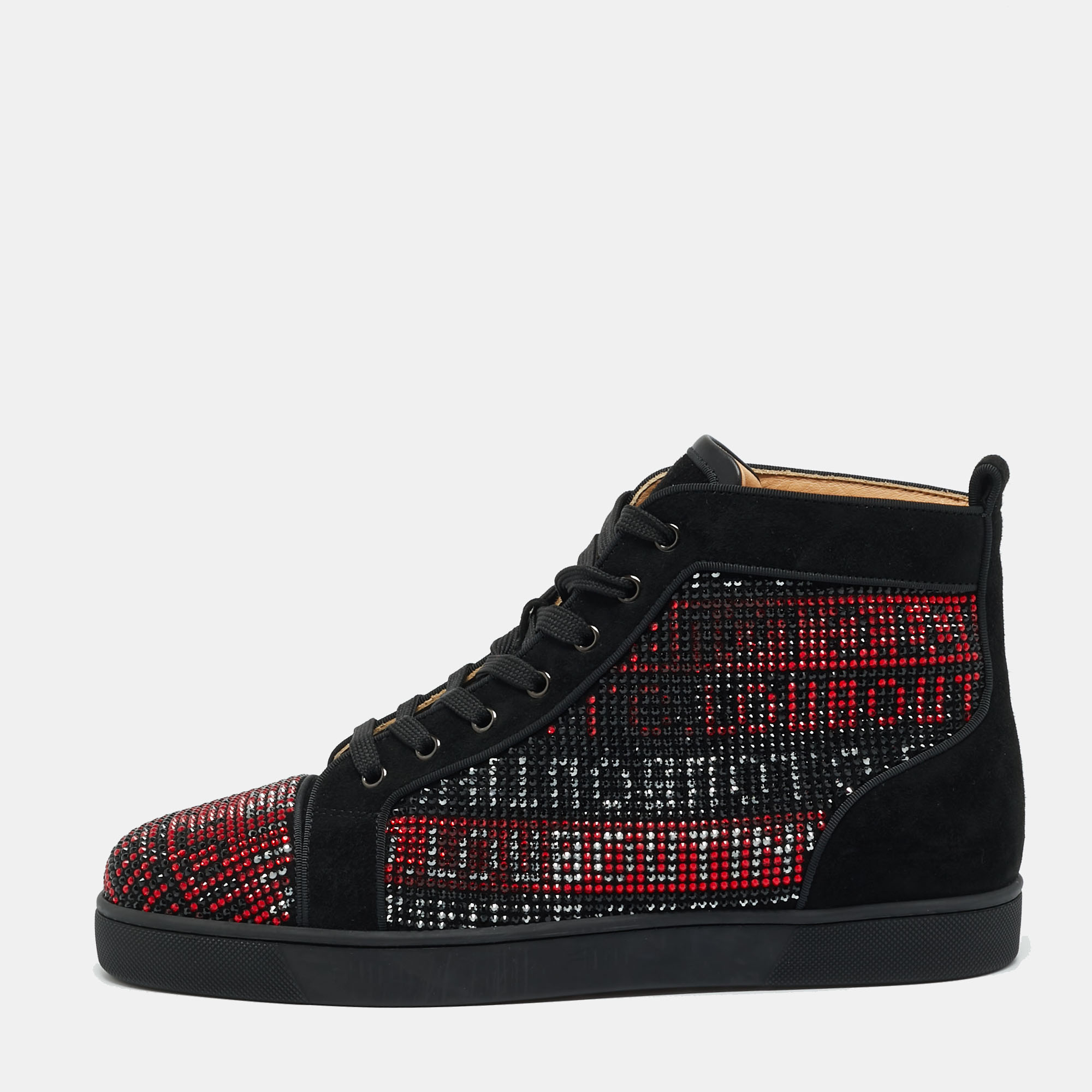 

Christian Louboutin Tricolor Suede Crystal Embellish Louis High Top Sneakers Size, Black
