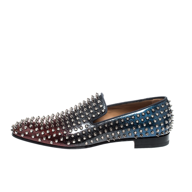 

Christian Louboutin Red/Blue Patent Leather Dandelion Spikes Loafers Size