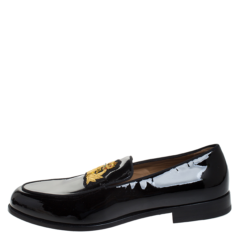 

Christian Louboutin Black Patent Leather Laperouza Slip On Loafers Size