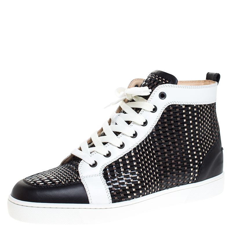 Christian Louboutin Black/White Leather Rantus High Top Sneakers Size ...