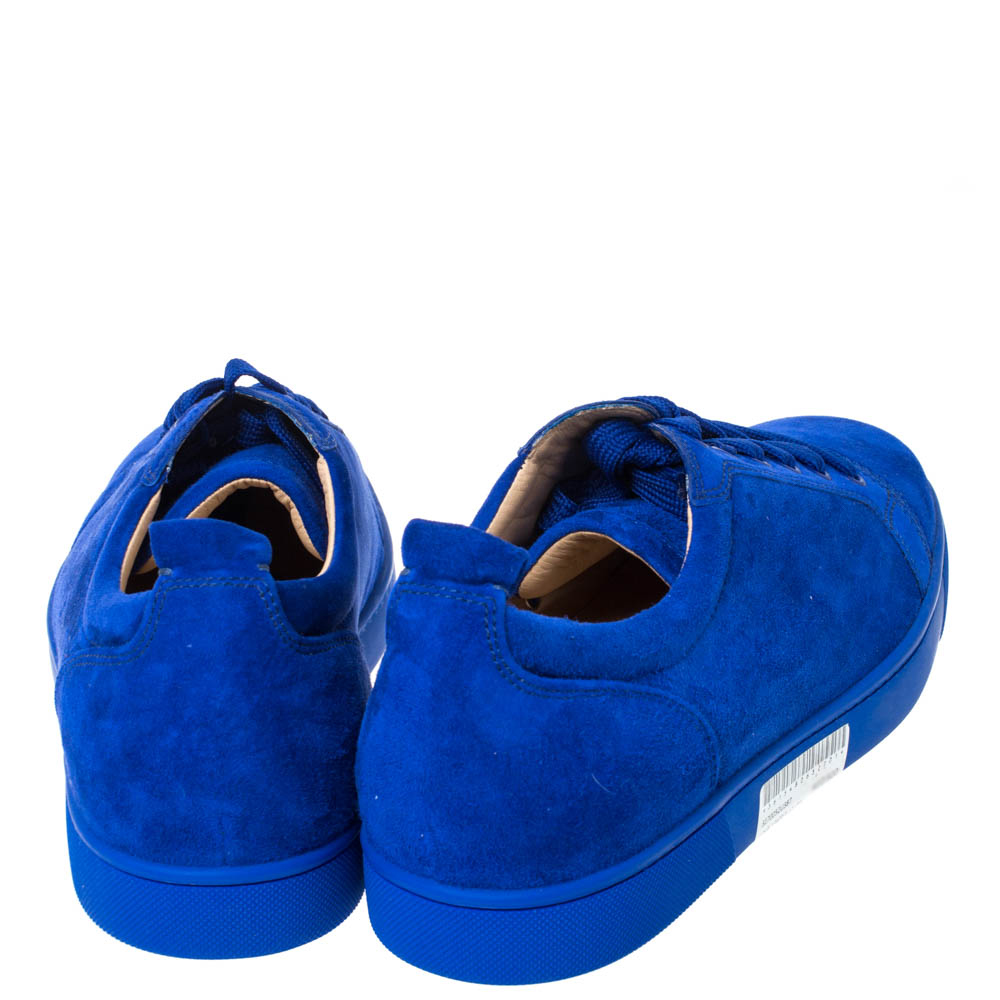 Christian Louboutin Cobalt Blue Suede Louis Junior Spikes Sneakers
