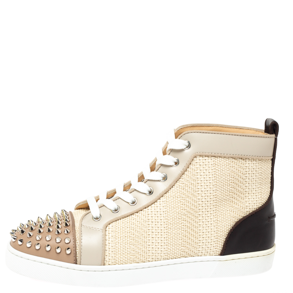 

Christian Louboutin Multicolor Leather and Tweed Louis Spike High Top Sneakers Size