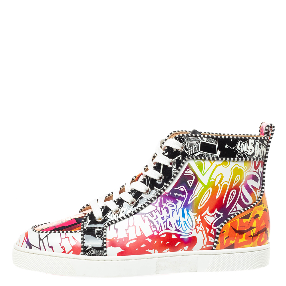 

Christian Louboutin Multicolor Graffiti Sequin And Leather Rantus Orlato High Top Sneakers Size