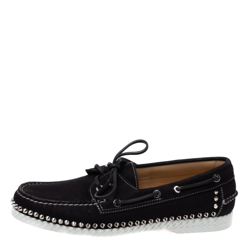 

Christian Louboutin Black Suede Steckel Spike Boat Loafers Size