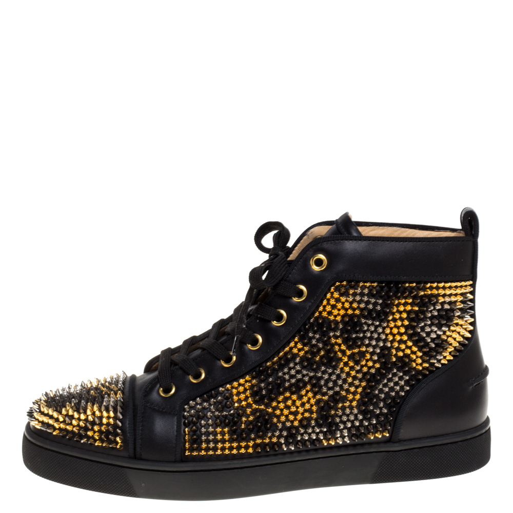 

Christian Louboutin Black Leather Louis Spike High Top Sneakers Size