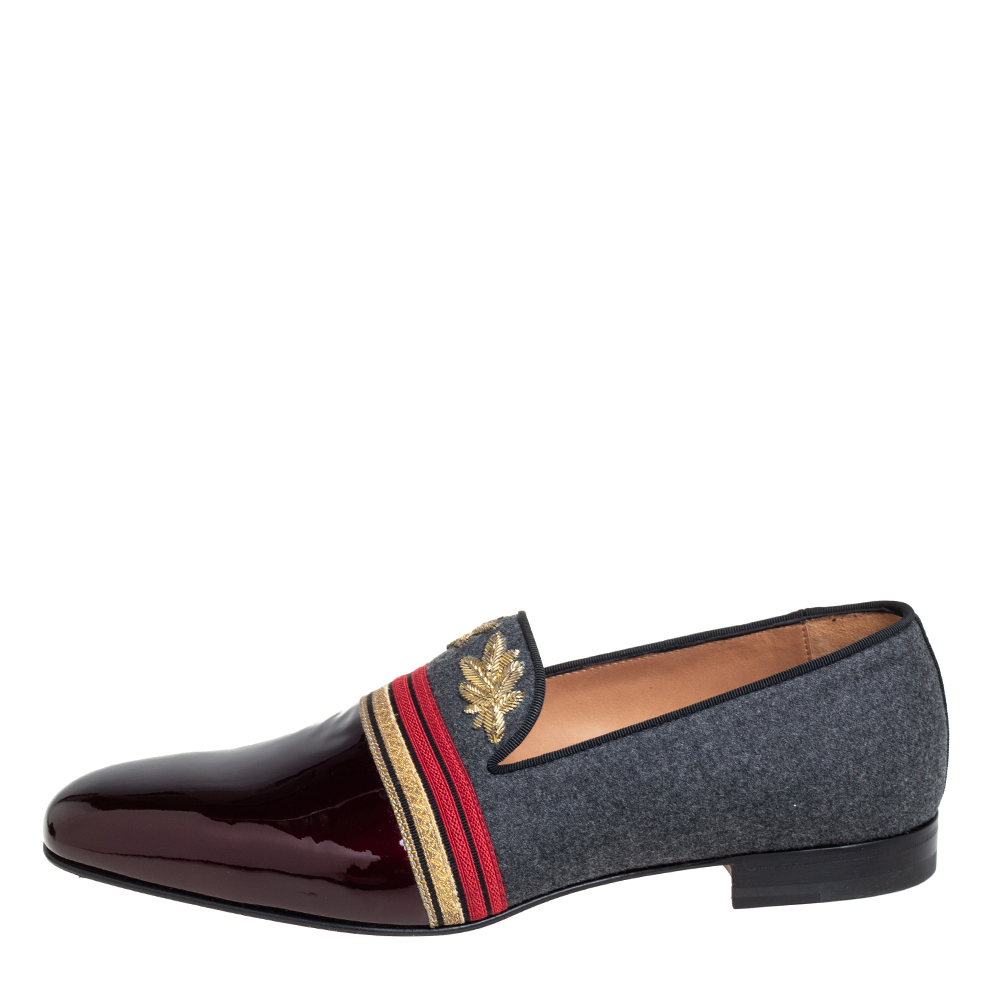 

Christian Louboutin Multicolor Patent Leather And Wool Officer Smoking Slippers Size