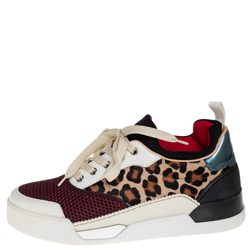 

Christian Louboutin Multicolor Leather Fabric and Pony Hair Aurelien Low Top Sneakers Size