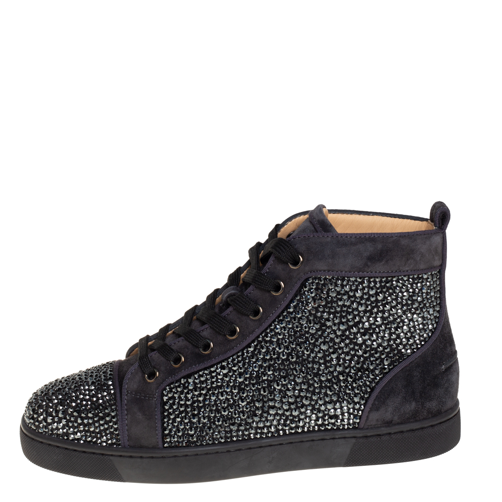 

Christian Louboutin Grey Suede Louis Strass High Top Sneakers Size
