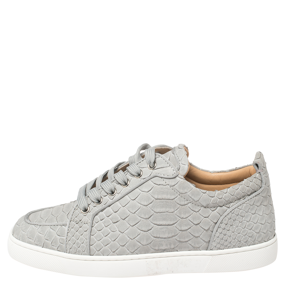 

Christian Louboutin Grey Python Rantulow Low Top Sneakers Size