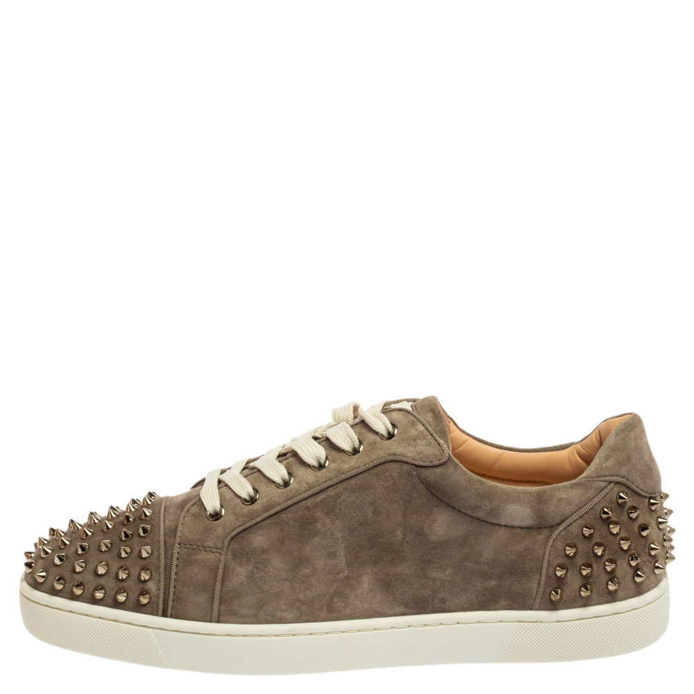 

Christian Louboutin Grey Suede Seavaste 2 Orlato Spike Low Top Sneakers Size