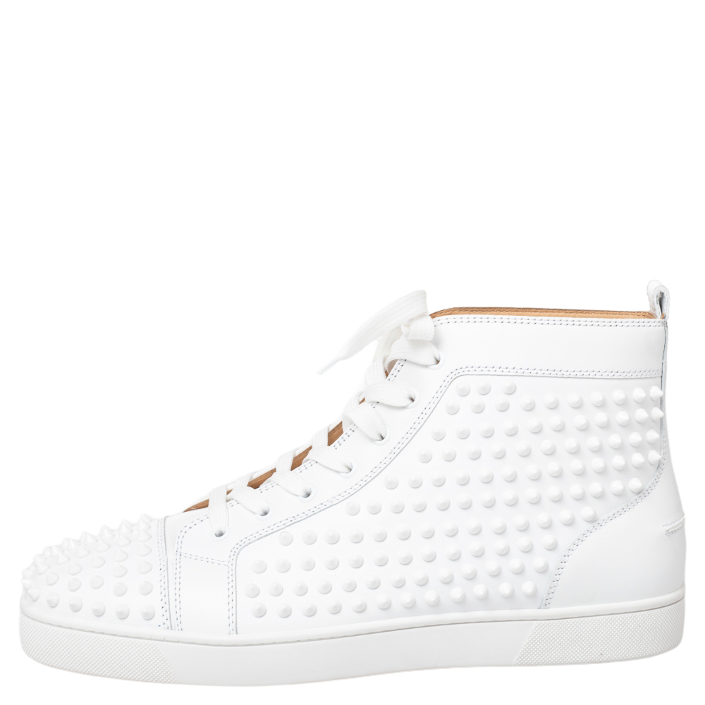 

Christian Louboutin White Leather Louis Spike High Top Sneakers Size