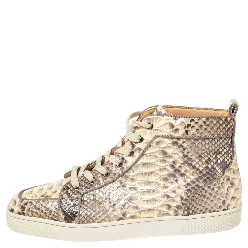 

Christian Louboutin Beige Python Leather Rantus Orlato High Top Sneakers Size