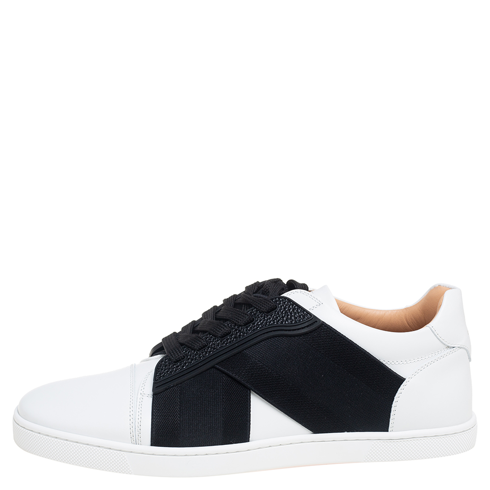

Christian Louboutin Black/White Leather Elastikid Donna Sneakers Size