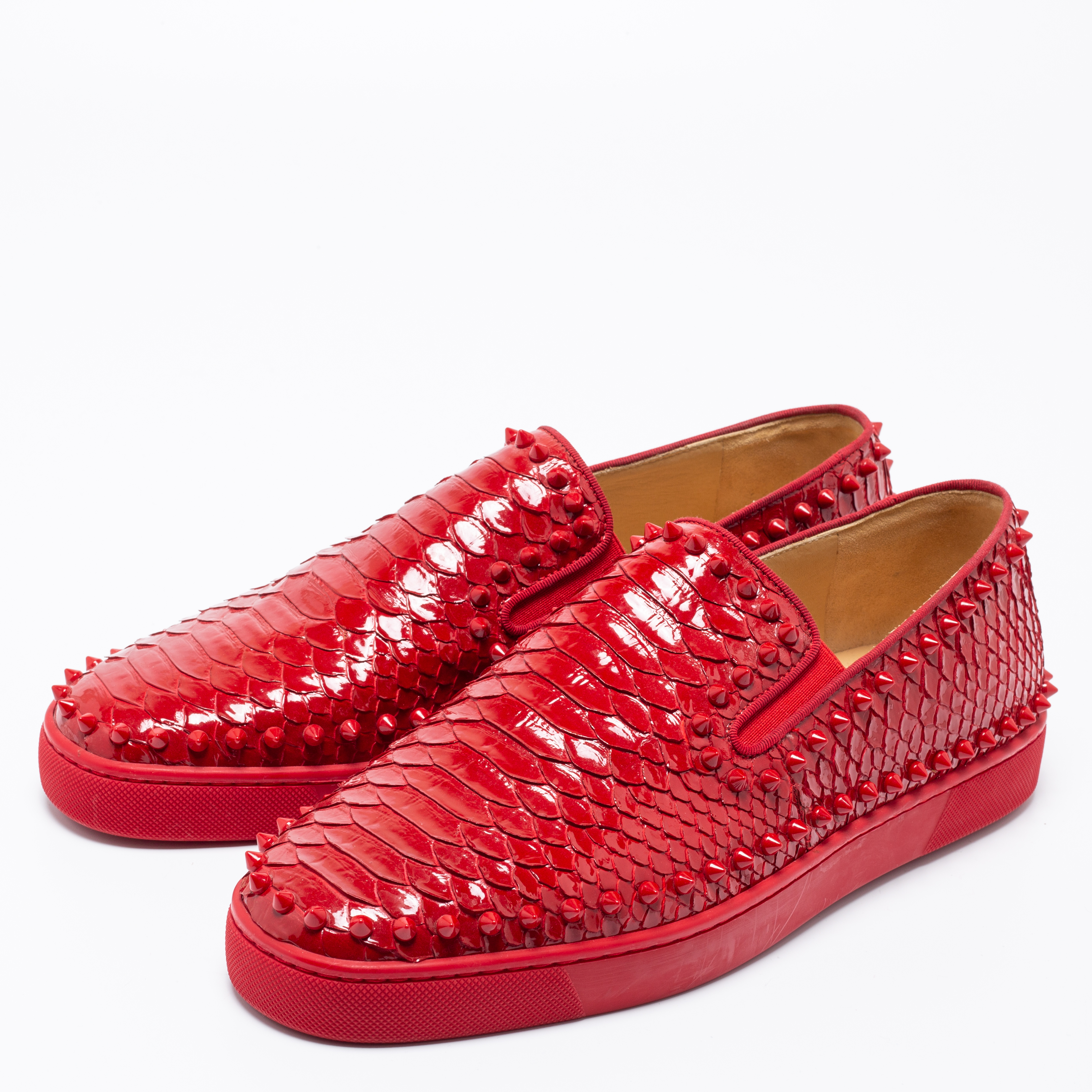 

Christian Louboutin Red Python Pik Boat Slip On Sneakers Size