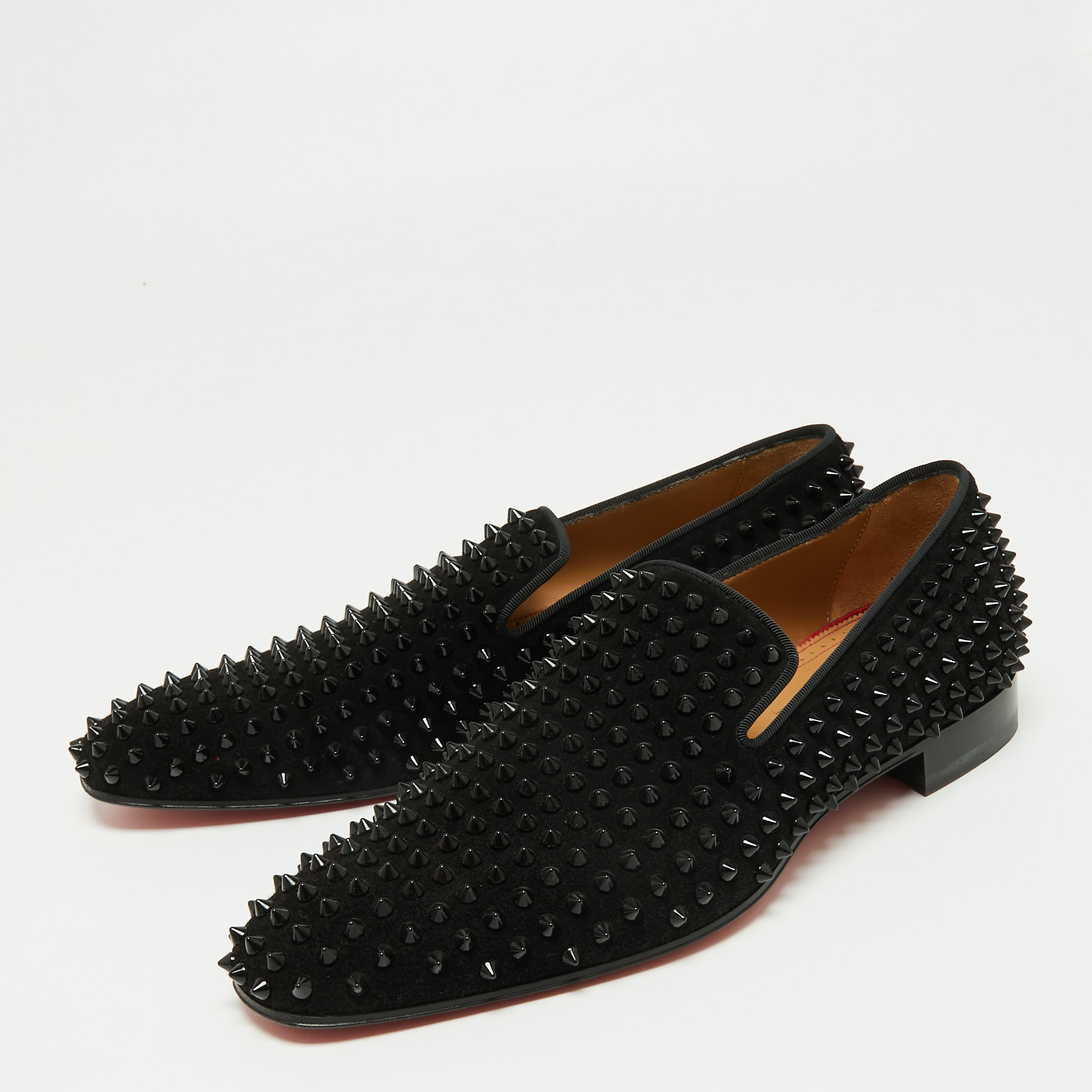 

Christian Louboutin Black Suede Dandelion Spikes Smoking Slippers Size