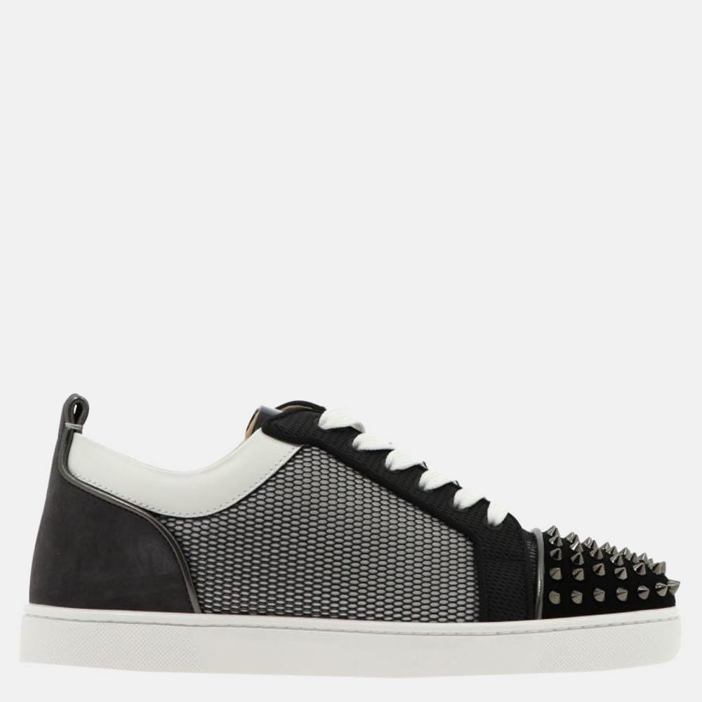 

Christian Louboutin Black/White Suede Mesh Louis Junior Spikes Sneakers Size EU