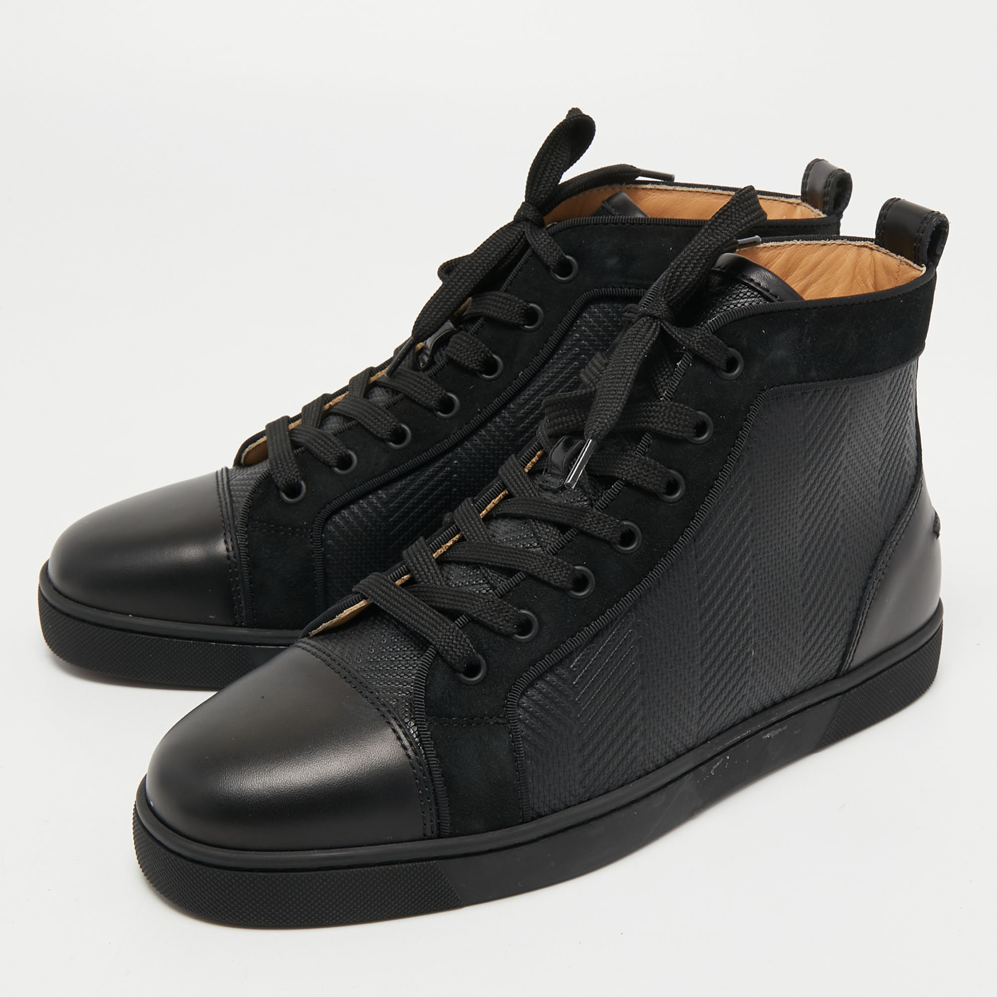 

Christian Louboutin Black Leather and Suede Louis High Top Sneakers Size