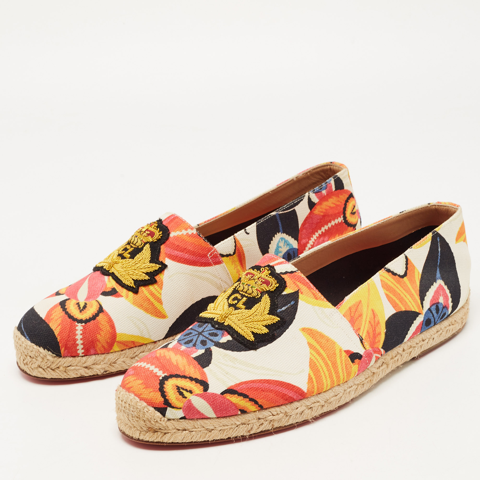 

Christian Louboutin Multicolor Floral Canvas Nanou Orlato Espadrille Flats Size