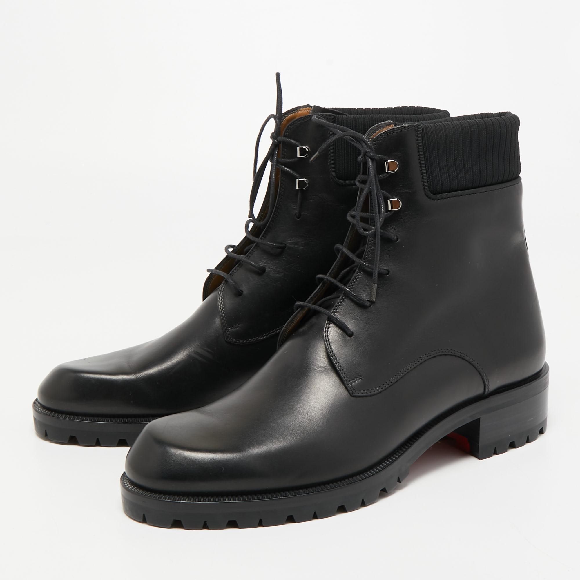 

Christian Louboutin Black Leather Trapman Boots Size