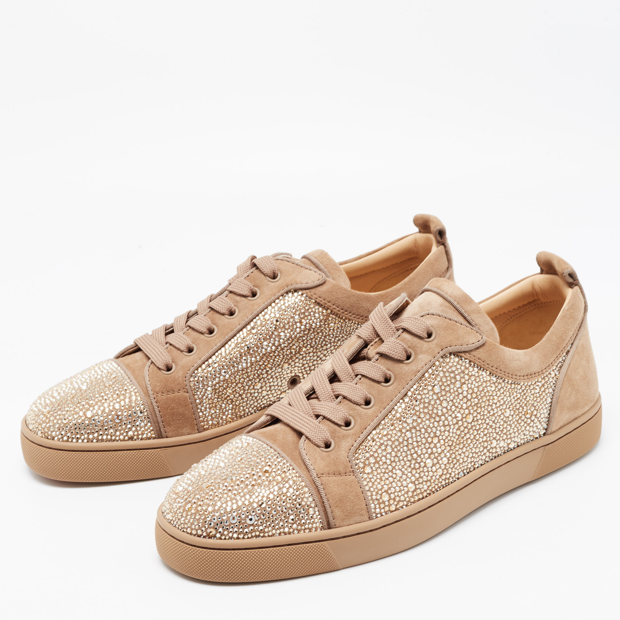 

Christian Louboutin Beige Suede Louis Junior Strass Low Top Sneakers Size