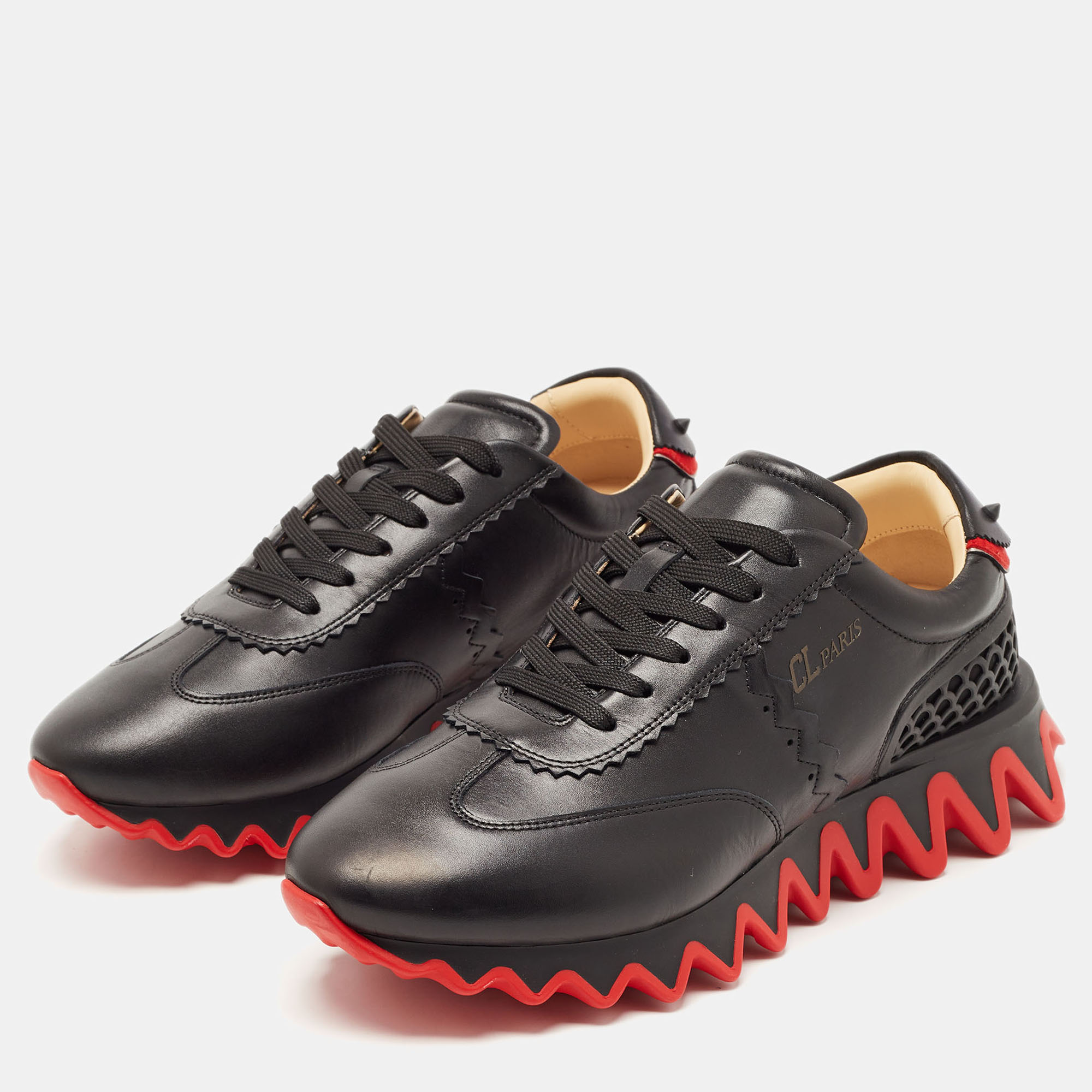 

Christian Louboutin Black Leather Loubishark Low Top Sneakers Size